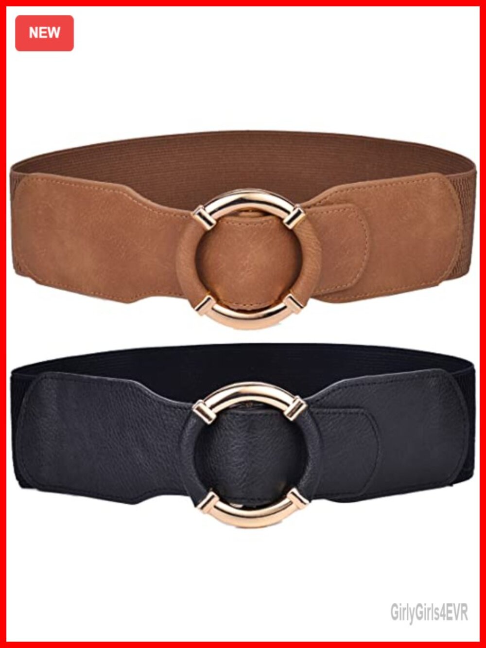 Women Elastic Wide Waist Belt Stretchy PU Leather Cinch Dress Belt